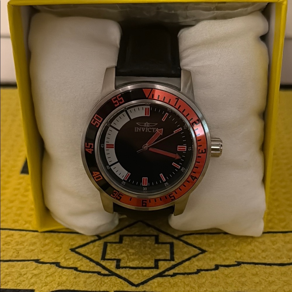 Invicta Specialty Collection 45mm Black and Red Watch with Leather Band